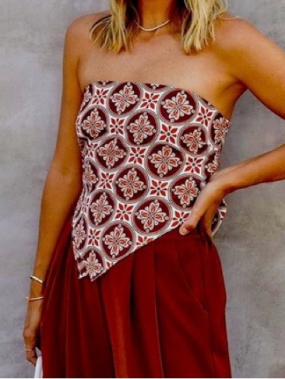 Revolve Jacie Duprie The Drop 70s Scarf Bandana Tie Tube Top Sz M NWT Festival